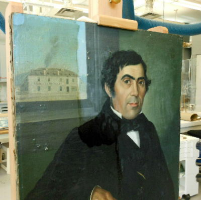 portrait of Friedrich Billiods in conservation