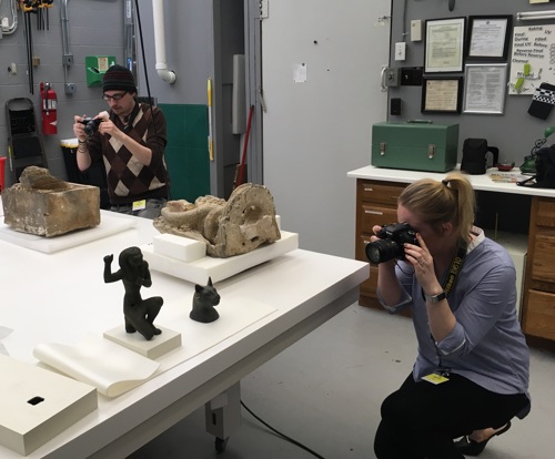 taking photographs in the conservation lab