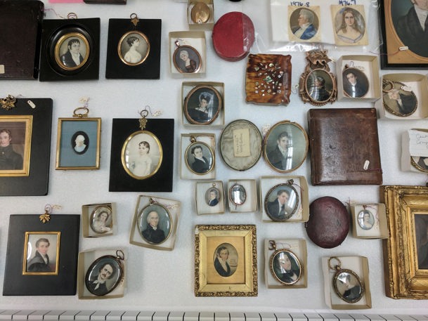 a multitude of oval portraits