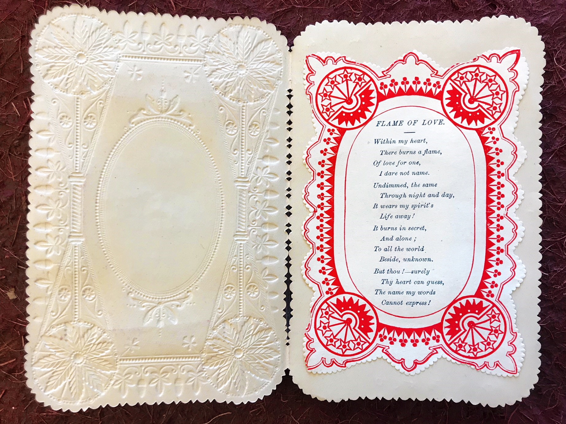 paper lace valentines card with poem