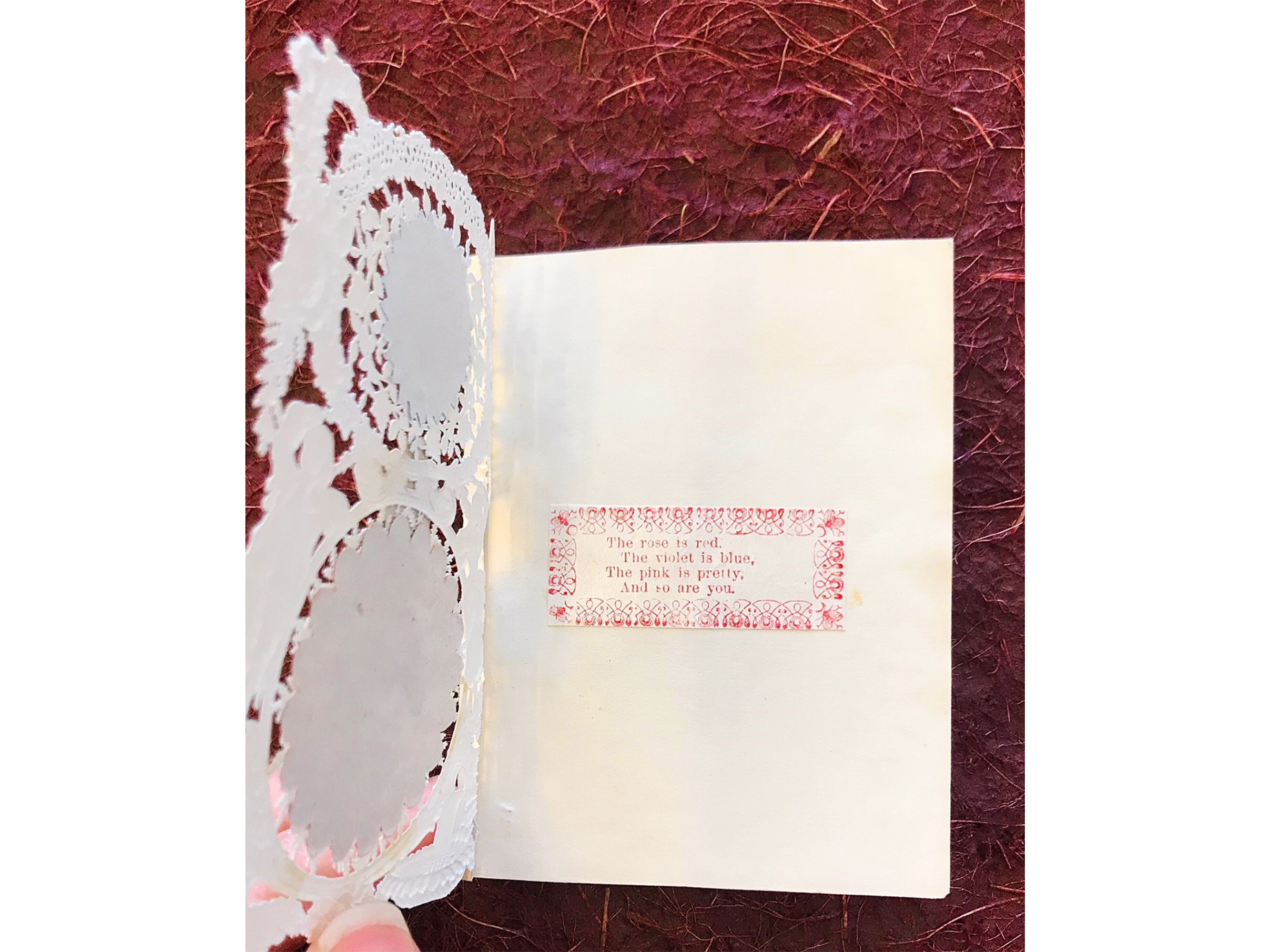 paper lace valentines with a poem