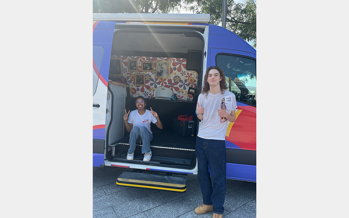 Two people and a van