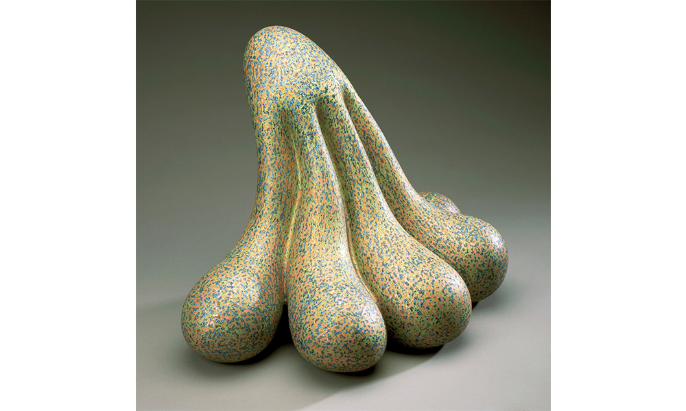 Ken Price's Sonny, a ceramic sculpture of thick tentacle like forms spattered in tiny dots of multicolor paint