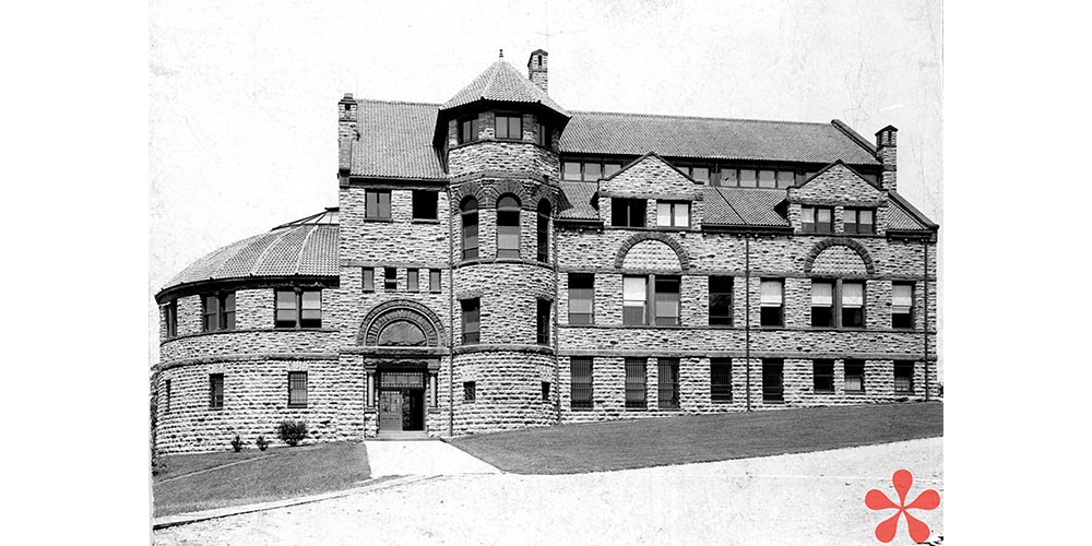 old black and white photo of the museum building