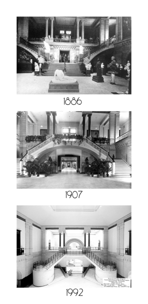 photos of the Great Hall from 1886, 1907, and 1992