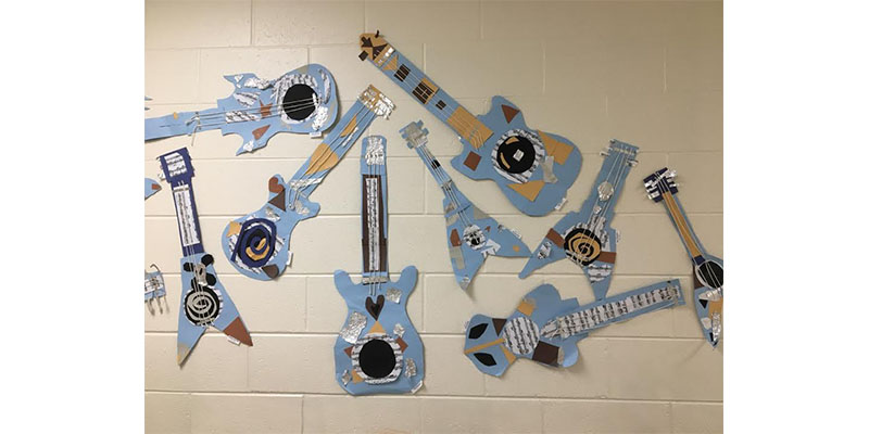 paper guitars made by students