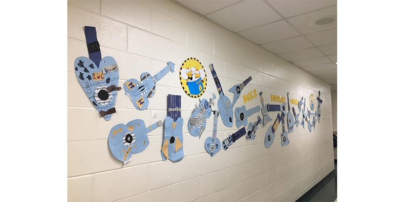 paper guitars made by students