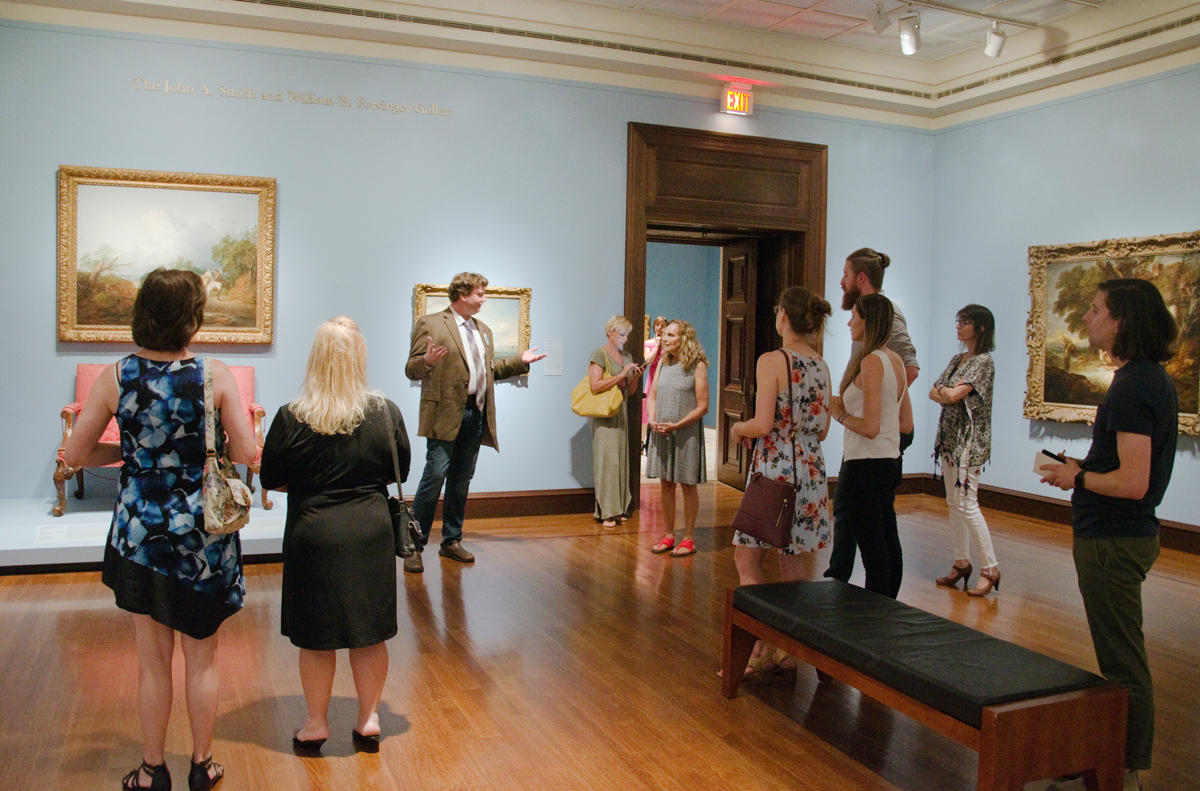 Docent giving a guided tour in the museum