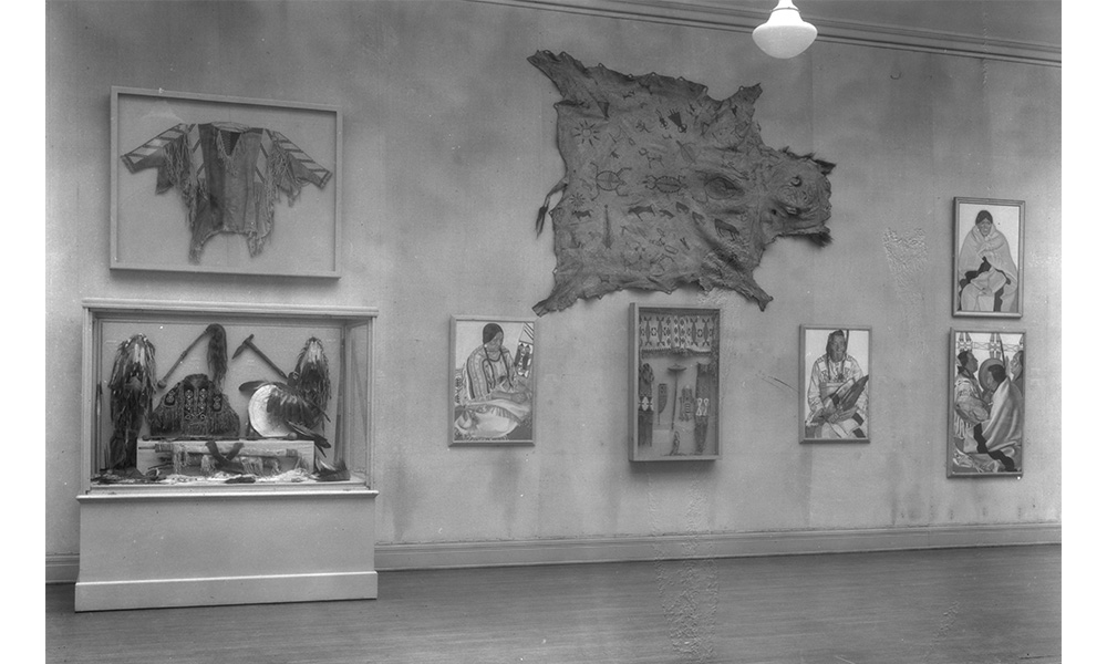 black and white photo of an old exhibition