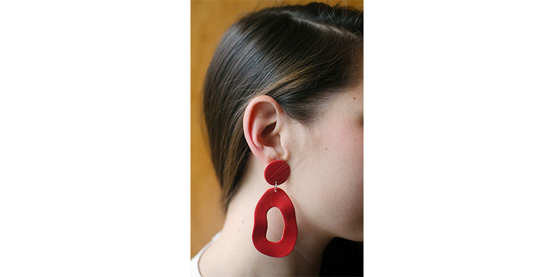 red, oval earrings