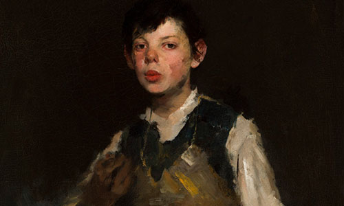 painting of a whistling boy