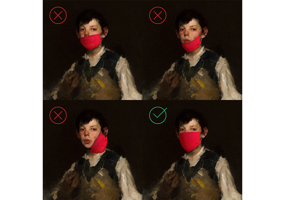 The Whistling Boy shows the correct way to wear a mask