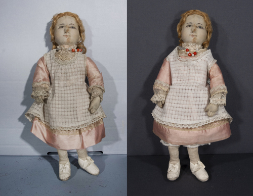 doll before and after conservation