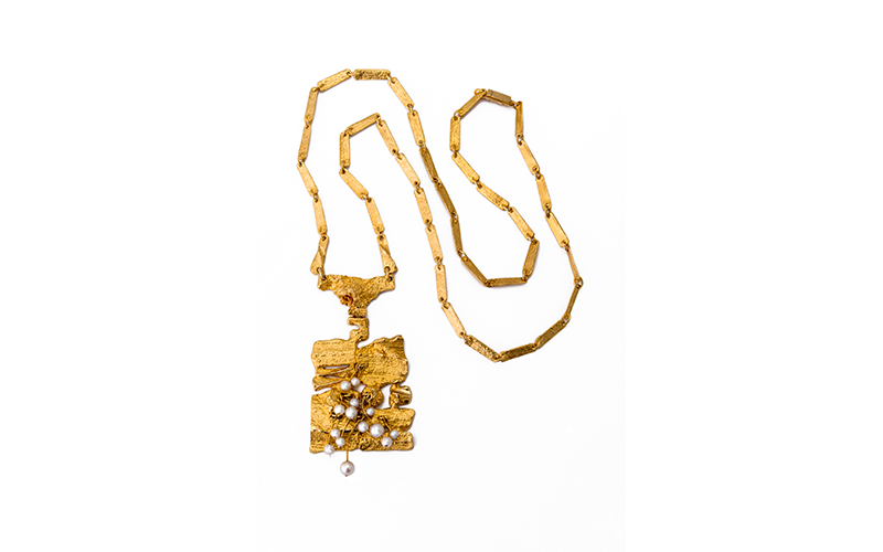 Björn Weckström (Finnish, b. 1935), Flowering Wall Necklace with Pendant, 1969, gold, pearls