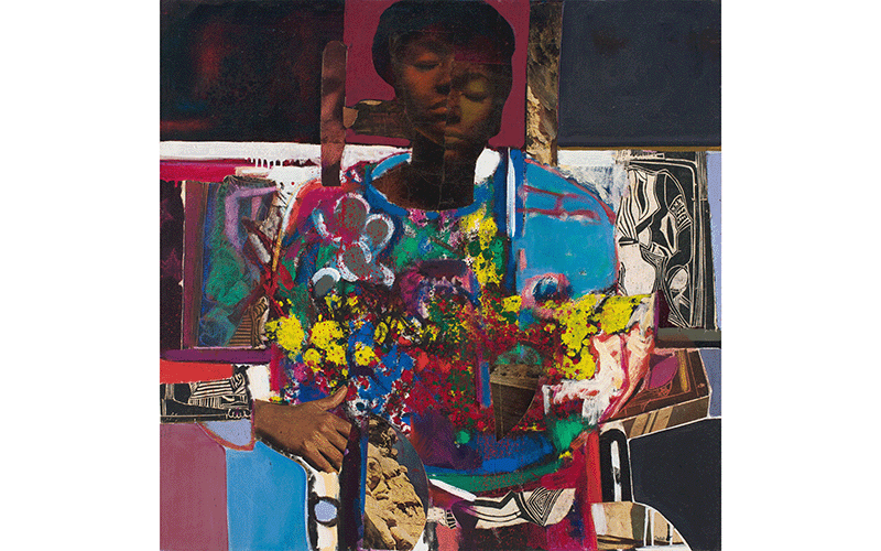 Woman with Flowers, 1972, Oil and collage on canvas, Art Bridges, Bentonville, Arkansas
