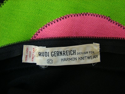 Rudi Gernreich tag on a dress