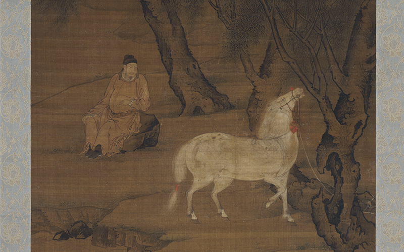 Zhao Mengfu (attr.) 趙孟頫 (舊傳) (1254–1322), Horses and Grooms under Willow Trees, Ming dynasty (1368–1644), 15th century, hanging scroll, ink and color on silk, Museum of Fine Arts, Boston, Special Chinese and Japanese Fund, 17.187. Photograph © 2022, Museum of Fine Arts, Boston
