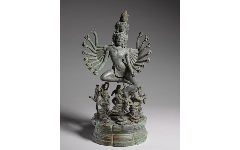 Dancing Hevajra Surrounded by Dancing Yoginis, circa 1200, northeastern Thailand; former kingdom of Ang kor, bronze, H. 46 cm × D. 23.9 cm, Cleveland Museum of Art, Gift of Maxeen and John Flower in honor of Dr. Stanislaw Czuma, 2011.143