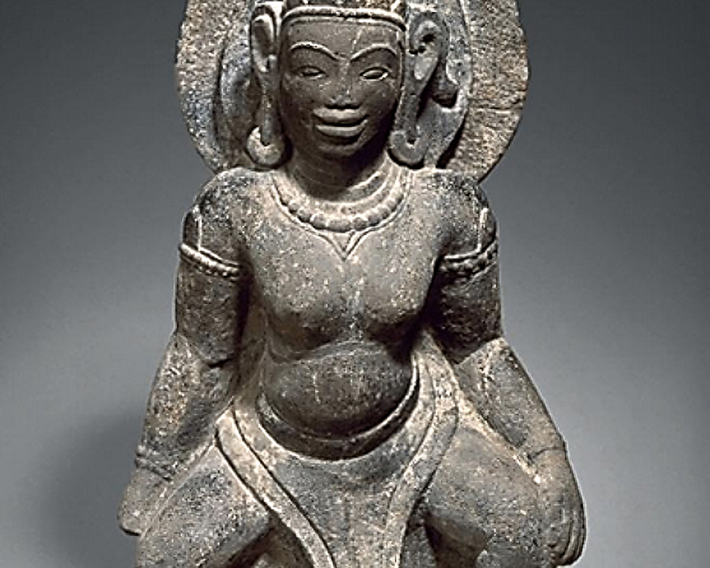 Female Dancer, circa 1075–1125, Vietnam; former Kingdoms of Champa, Binh Dinh province (Thu Thien Temples), Sandstone, Asian Art Museum of San Francisco, Gift of Christensen Fund, BL77S3