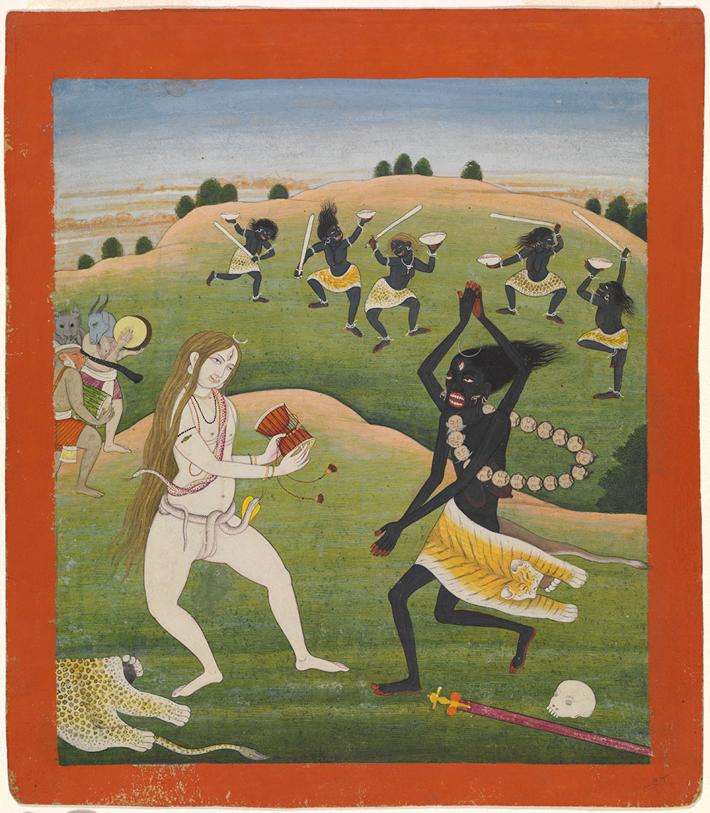 The Dance of Shiva and Kali, circa 1780, India; Punjab Hills, Guler, opaque watercolors and gold on paper, Virginia Museum of Fine Arts, Richmond, Adolph D. and Wilkins C. Williams Fund, 82.141