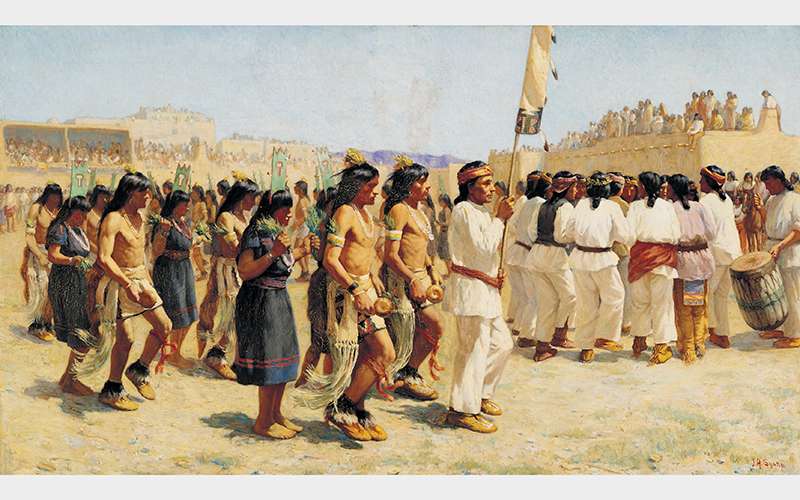 Joseph Henry Sharp (American, 1859–1953), The Harvest Dance, 1893–94, oil on canvas, Museum Purchase, 1894.10.