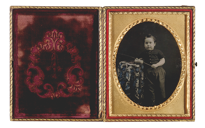 James Presley Ball (American, 1825–1904), Boy with Riding Crop, 1848–1852, daguerreotype with applied color, Museum Purchase with funds provided by Carl Jacobs, 2005.736 