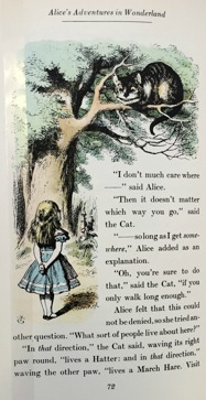 illustrated pages from Alice’s Adventures in wonderland and Puss in Boots