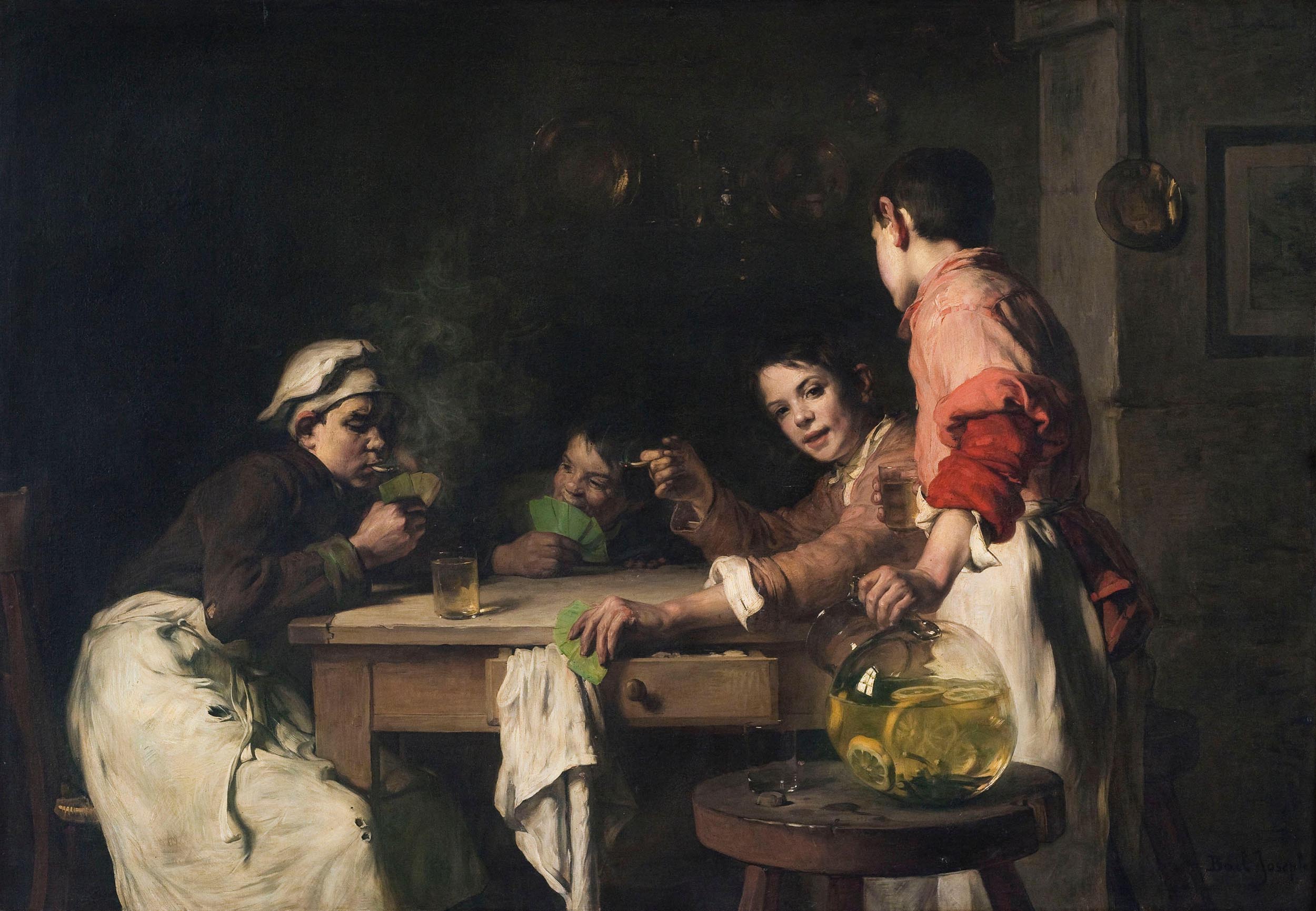 A group of young white kids smoke while playing cards