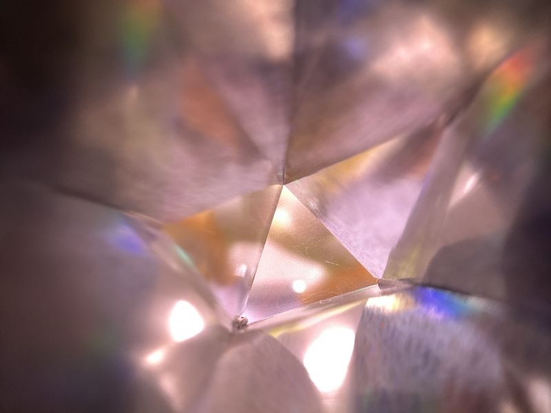 Prismatic view of the inside of a kaleidoscope