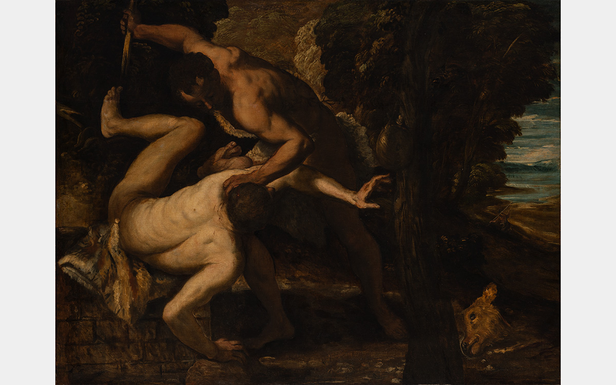 A painting depicting a nude white man killing another nude white man