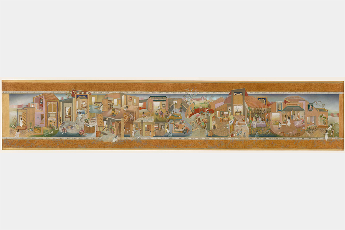 A long scroll depicting angular urban structures