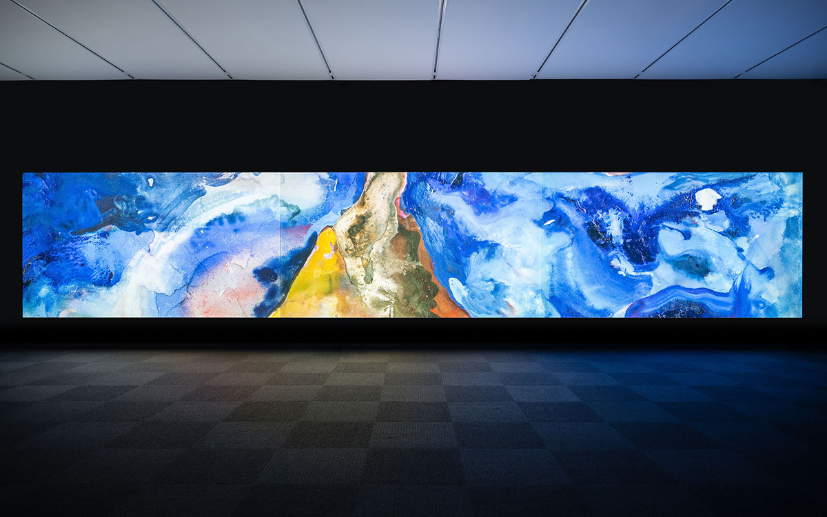 A long video projected on a gallery wall