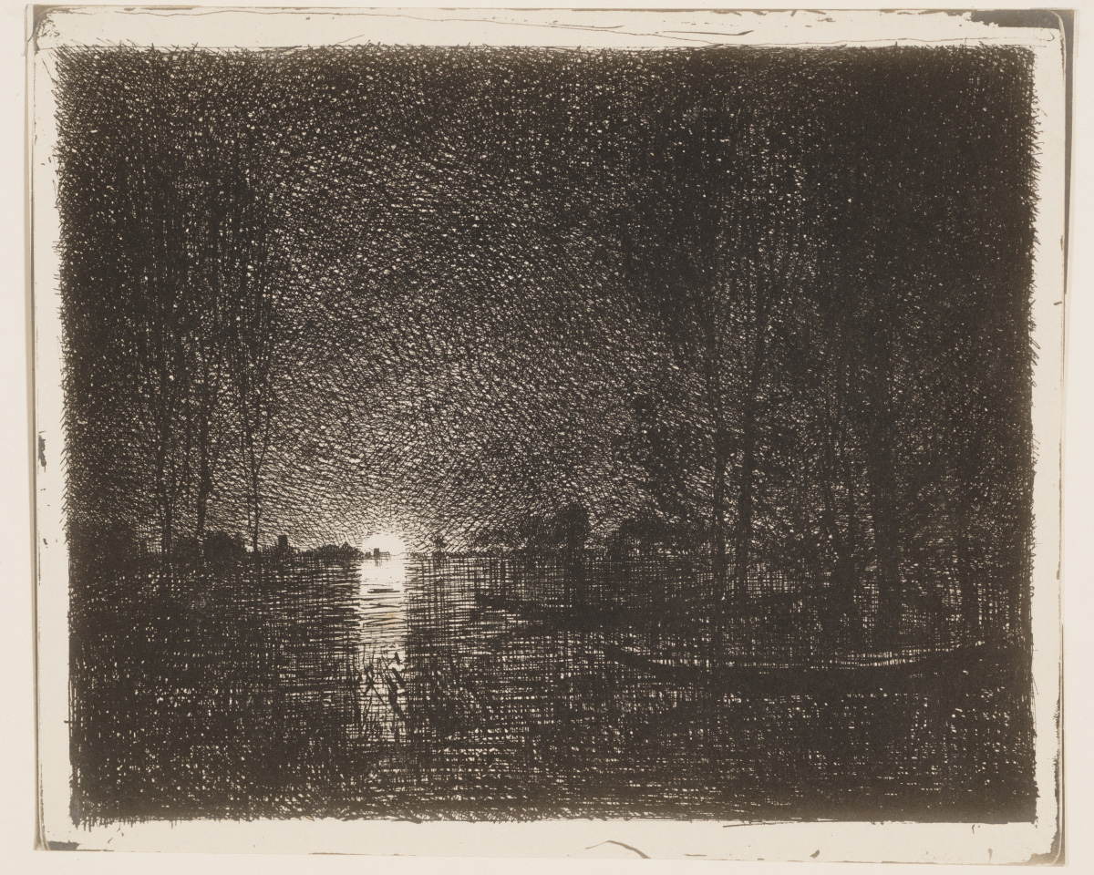 Nighttime scene rendered in brown