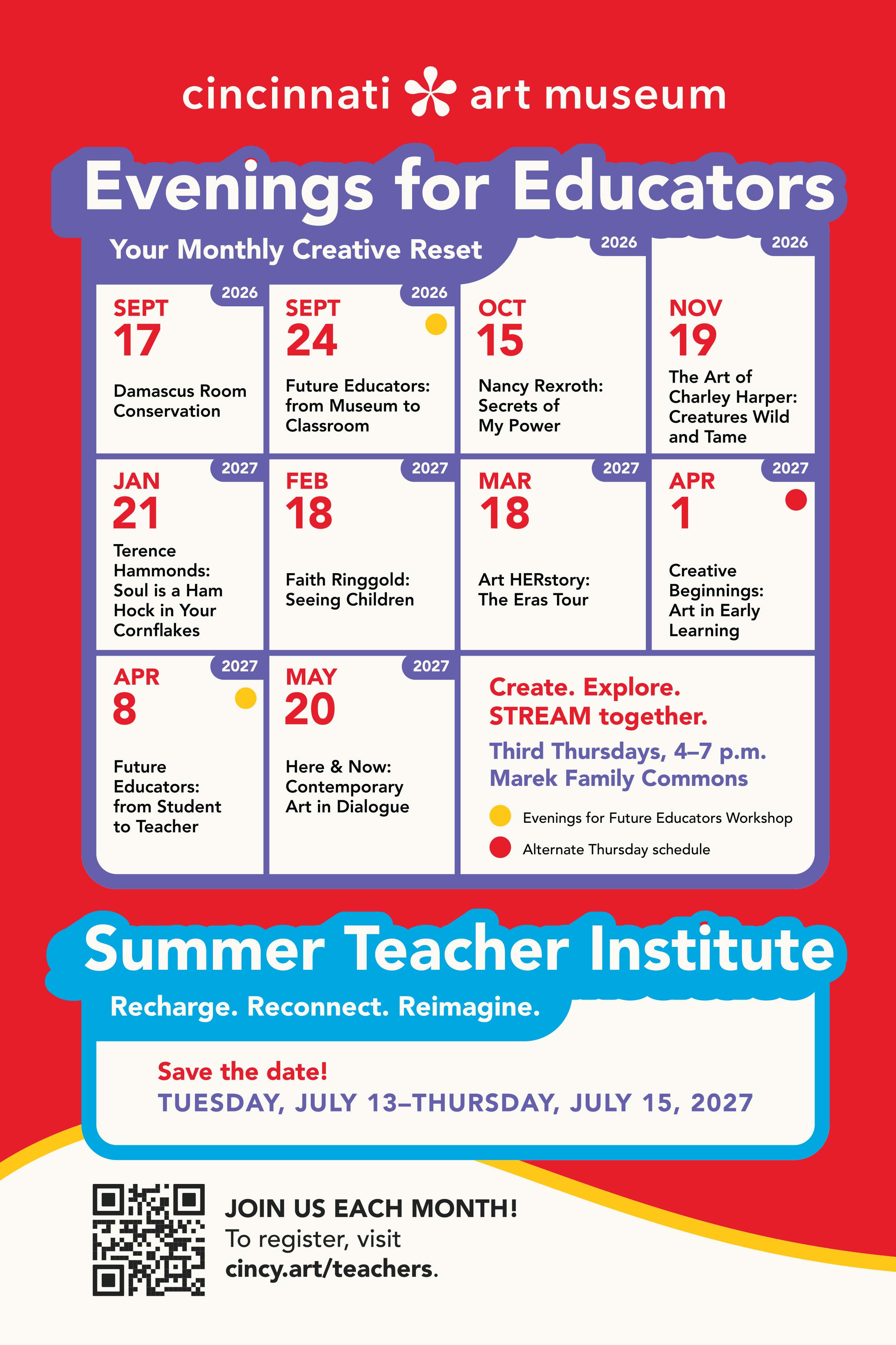 Evenings for Educators, Your Monthly Creative Reset