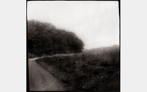 Nancy Rexroth's Mountain, black and white photograph of the countryside