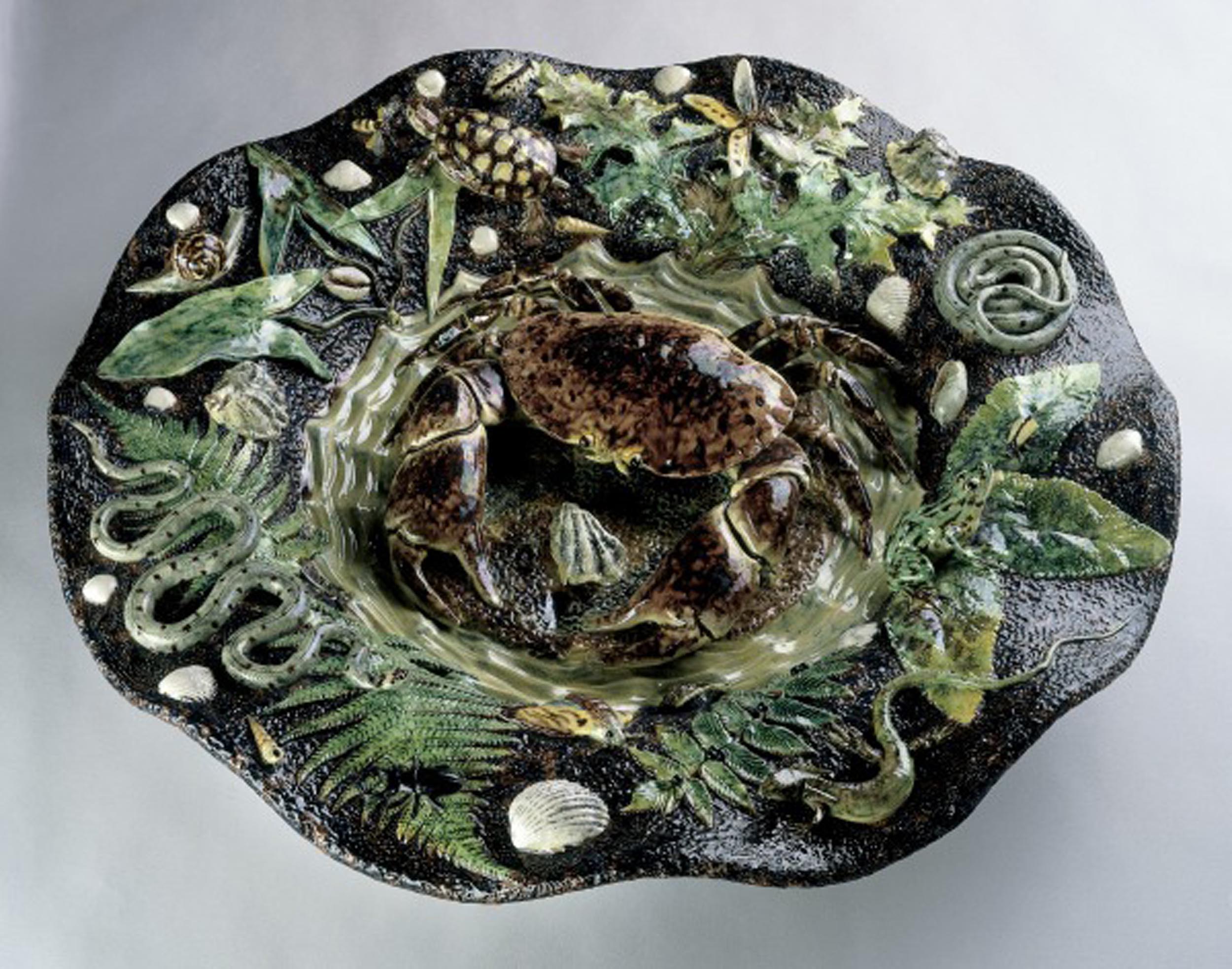 A plate with a crab in the center
