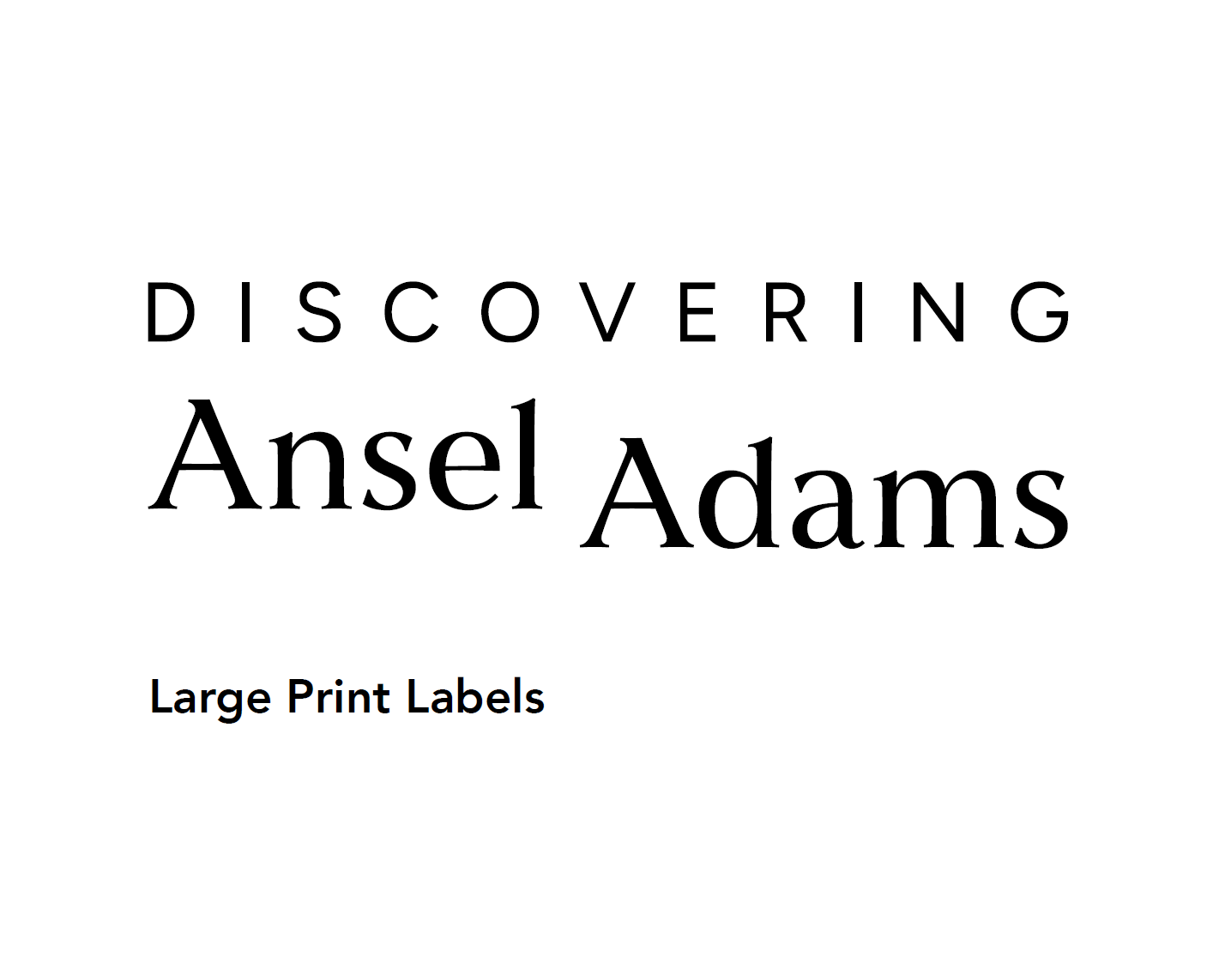 Discovering Ansel Adams Large Print Labels