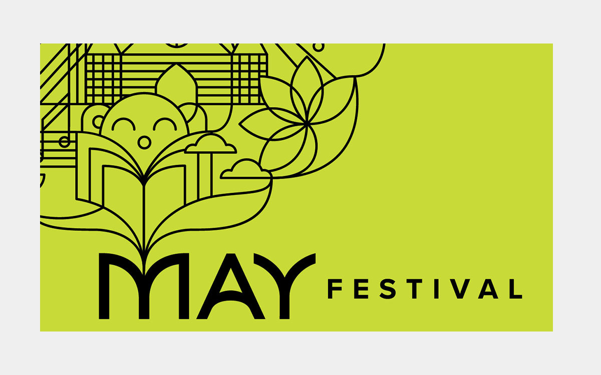 Bright neon-green logo for the May Festival