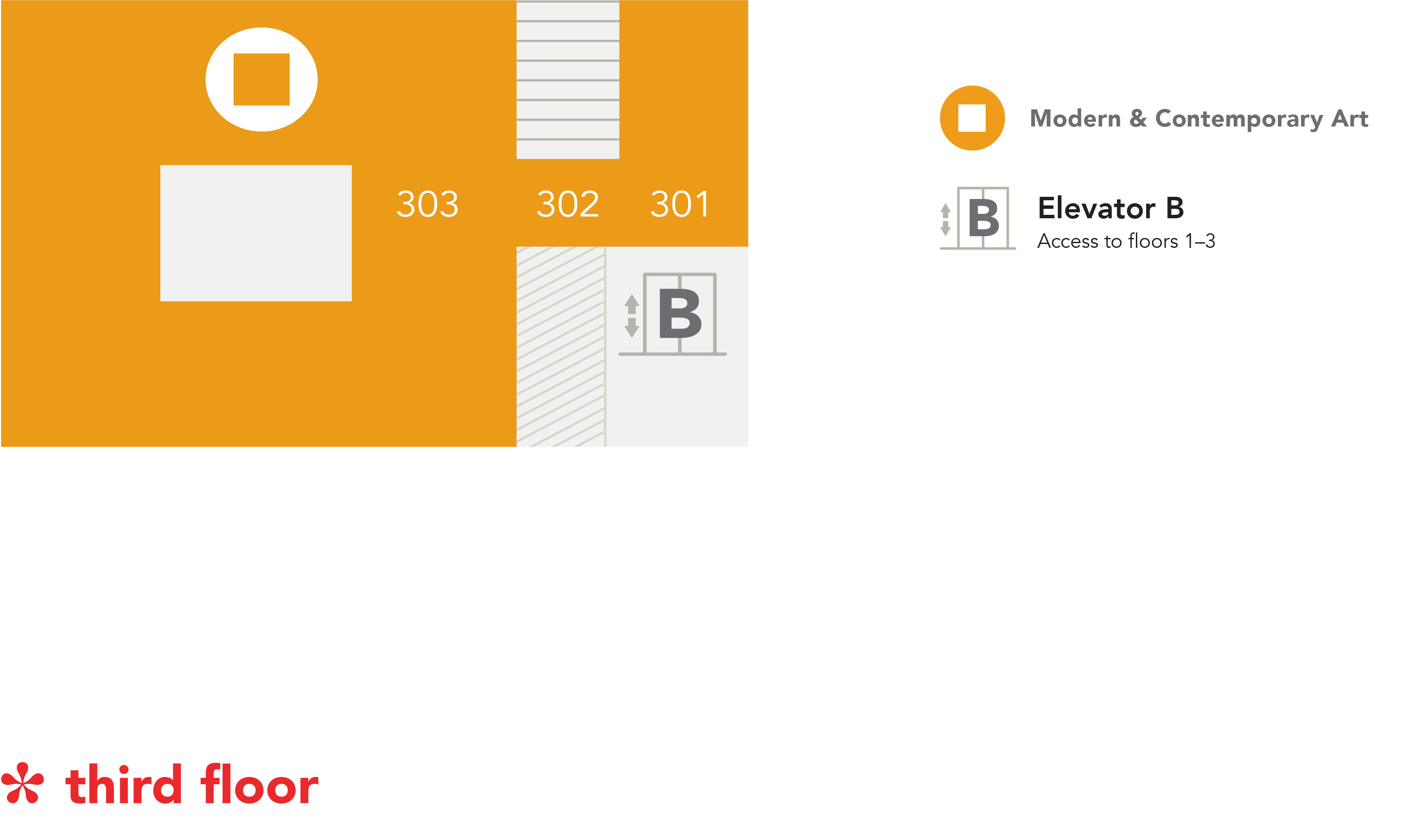 The third floor of the art museum