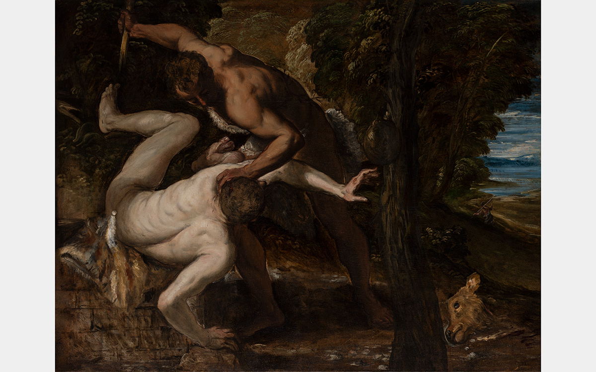 A painting depicting a nude white man killing another nude white man